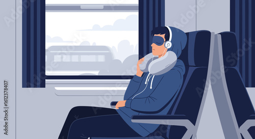 Relaxing Commute Passenger Enjoys Music During A Train Journey