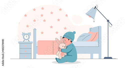 Sweet Dreams Little One Embracing Comfort in the Nursery Illustrated Scene