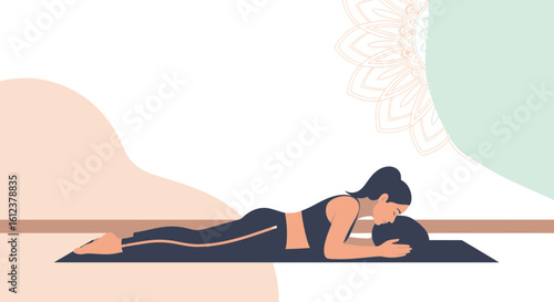 Restorative Yoga Pose For Calm Relaxation And Rejuvenation Illustration