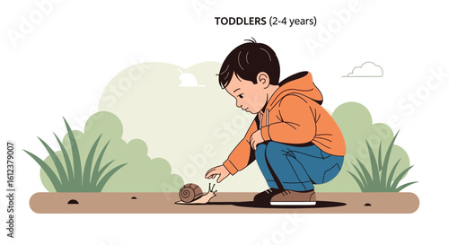 Toddler's First Encounter Depicting Curiosity, Wonder And Discovery In Nature