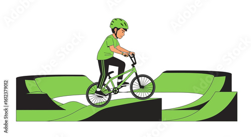 Youthful Cyclist Navigating Terrain Park Adventures With Skillful Precision
