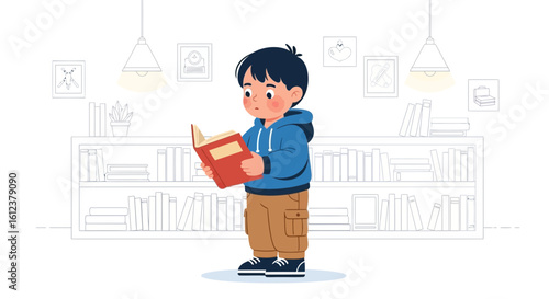 Young Enthusiastic Reader Lost In The World Of Knowledge And Literary Wonders