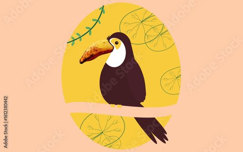 Surreal Illustration of a Toucan with Banana Beak IA

