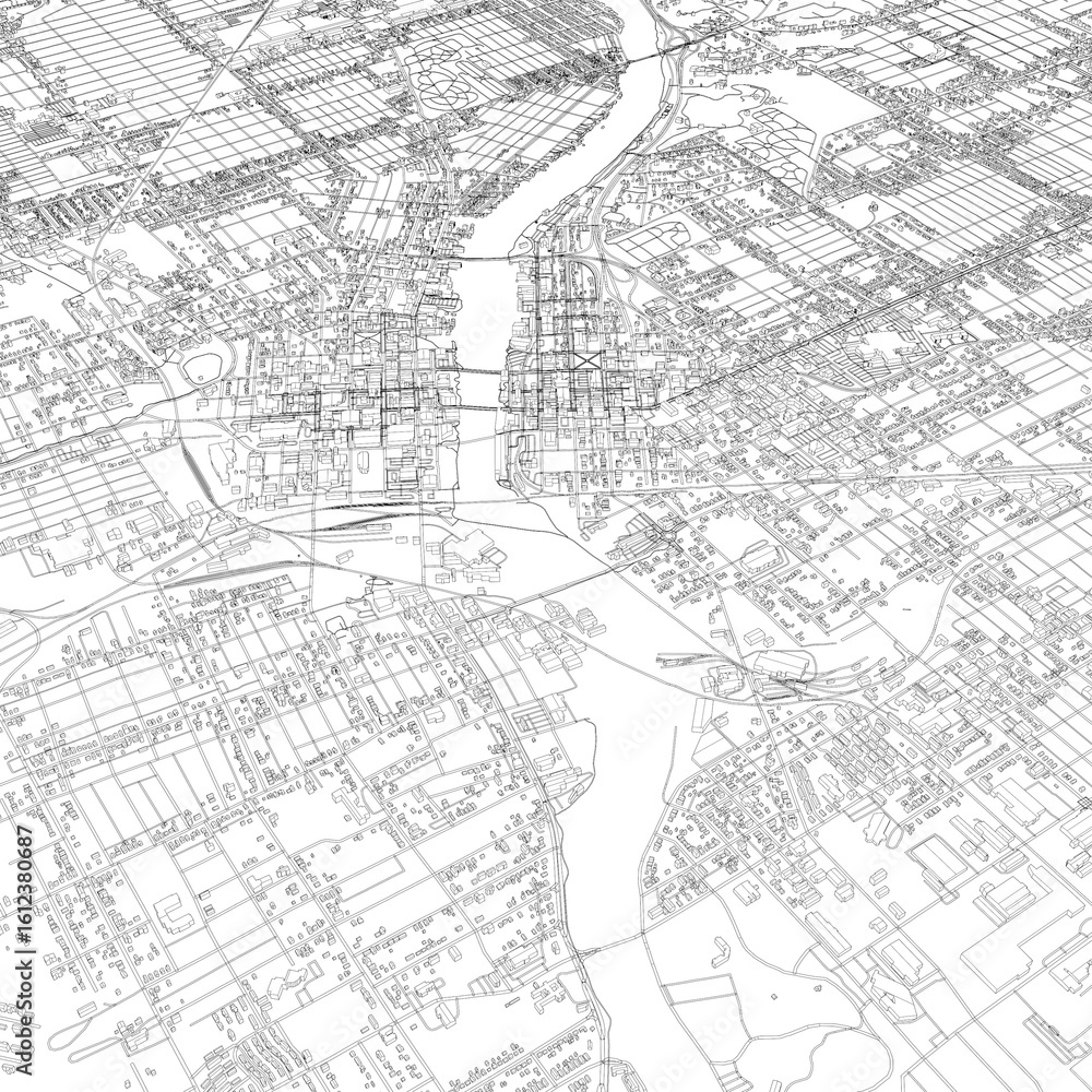 Fototapeta premium 3D illustration of city and urban in Rockford Illinois USA