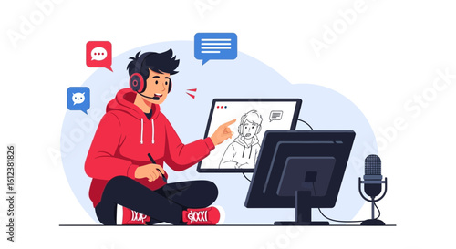 Young Creator Communicating And Broadcasting Online Using Digital Technologies