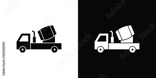 Cement truck icon elements vector illustration. flat style sign vector.