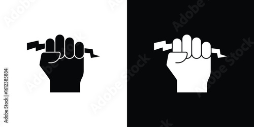 Hand with Power icon elements vector illustration. flat style sign vector.
