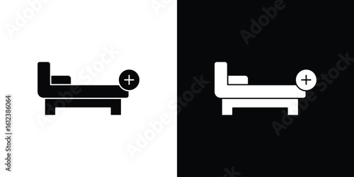Hospital bed icon elements vector illustration. flat style sign vector.