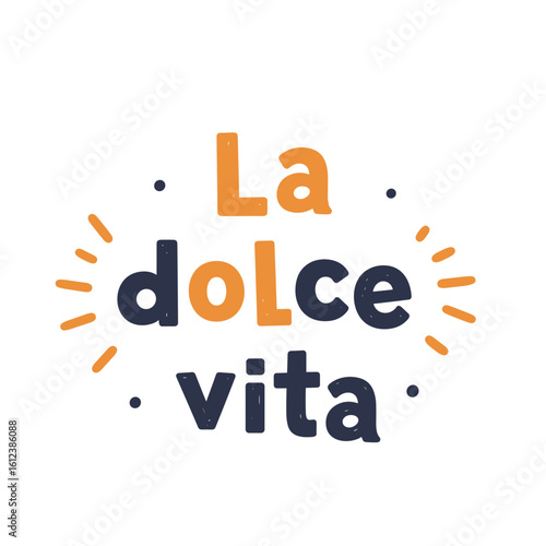 La dolce vita hand-drawn flat vector illustration with playful design  