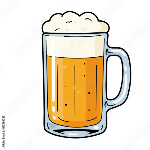 Beer mug filled with frothy golden drink vector illustration  
