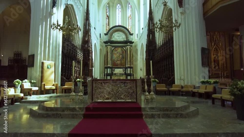 Inside view of the Cathedral of Our Lady Antwerp on a sunny day.