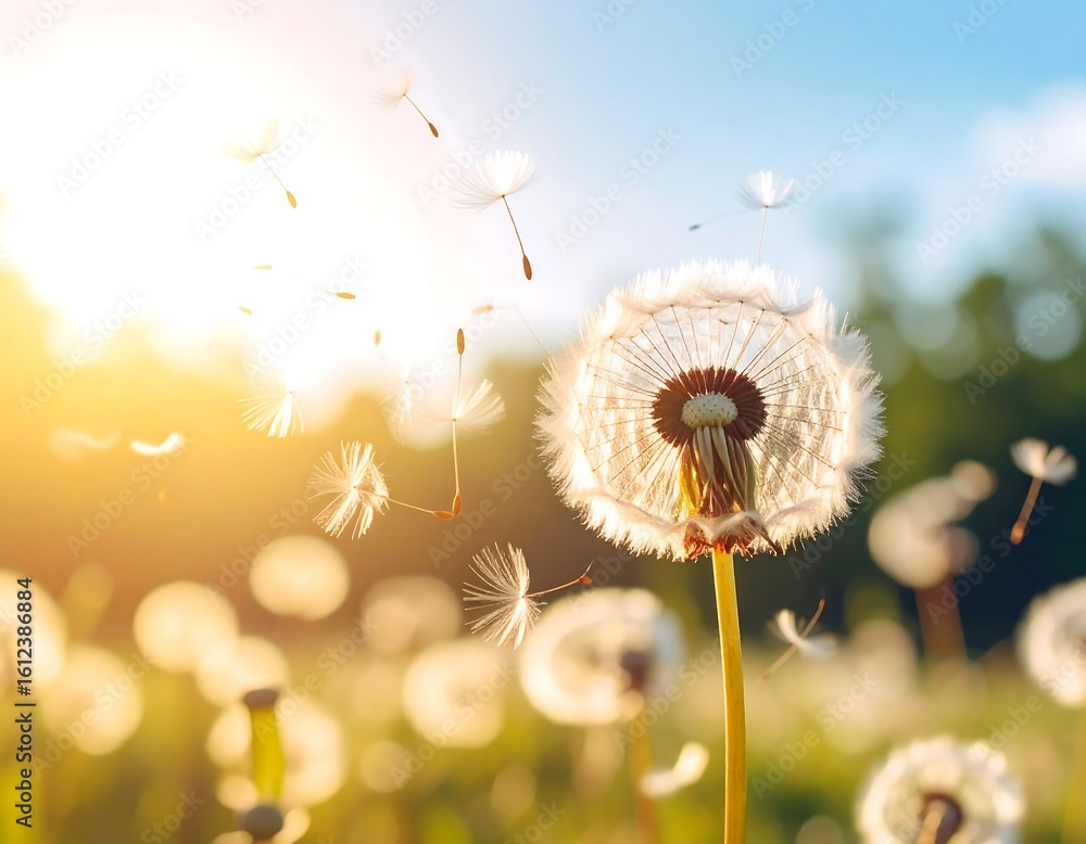 Fototapeta premium Dandelions in the breeze