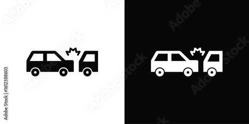 Rear end collision icon elements vector illustration. flat style sign vector.