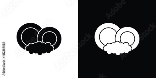 Washing dishes icon elements vector illustration. flat style sign vector.