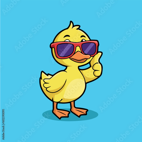 Clean and modern vector  download cute cartoon duck with sunglasses vector illustration for free personal and commercial use