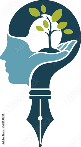 Wallpaper Mural Creative writing ideas inspiration concept head with tree and pen vector illustration Torontodigital.ca