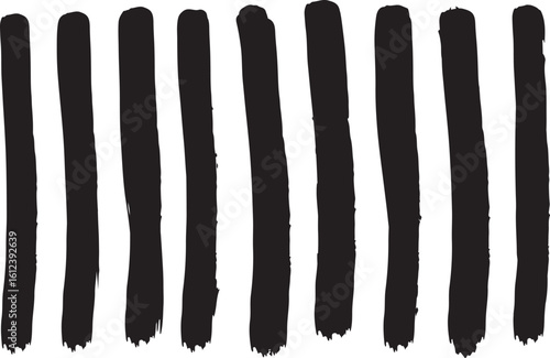 Hand drawn black brush strokes arranged in vertical striped pattern design elements