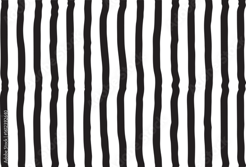 Hand drawn black and white striped pattern for background design and textile applications