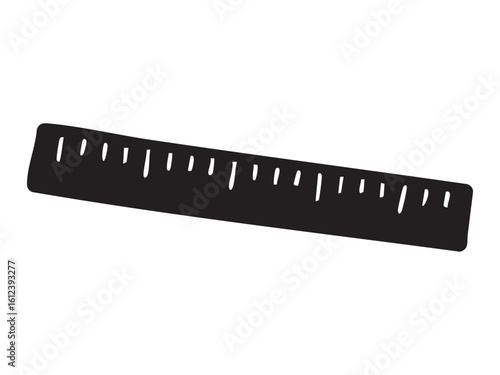 Black silhouette of a ruler icon isolated on white background. concept of measuring tool, school supply, stationery, geometry instrument, icon, logo, design element
