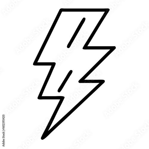 Lightning bolt isolated icon in simple outline style on transparent background