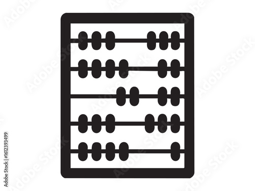 Black silhouette of abacus with beads, isolated on white background, tool for counting. concept of mathematics, calculation, educational tool, icon, logo, design element