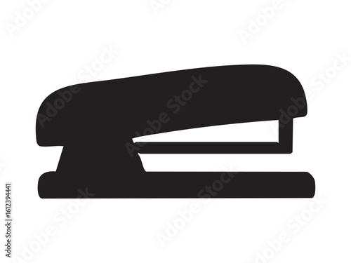 Black silhouette of stapler isolated on white background, graphic illustration. concept of office supply, stationery, tool, icon, desk accessory, design element