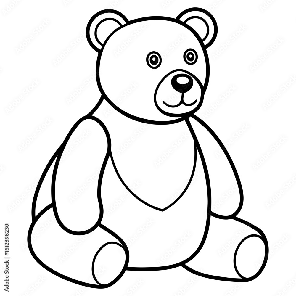 Fototapeta premium Vector art of a classic teddy bear with a gentle expression is isolated on white background