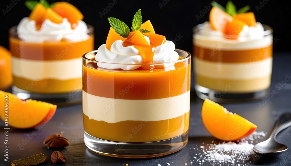 Delicious Mango Dessert with Whipped Cream with Gourmet Treat. Delicious Mango Dessert with Whipped Cream with Gourmet Treat.