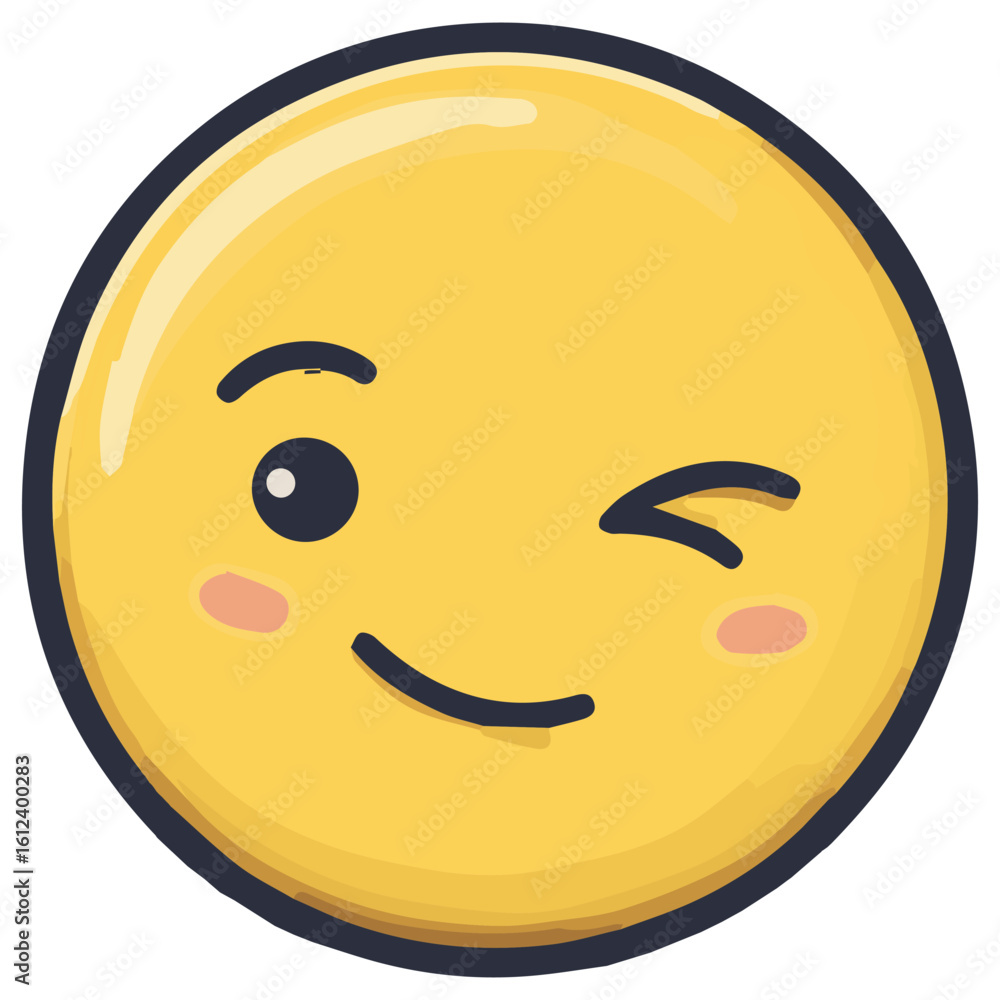 Fototapeta premium Clean and modern vector download wink emoji vector illustration yellow face expression happy character graphic smiley emoticon design 100