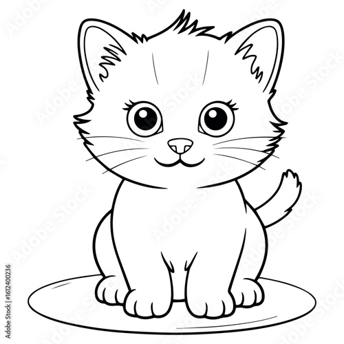Clean and modern vector  cute kitten coloring page for kids and adults outline drawing of a cat for printable coloring activities