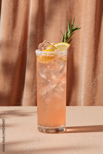 cocktail with ice and lime