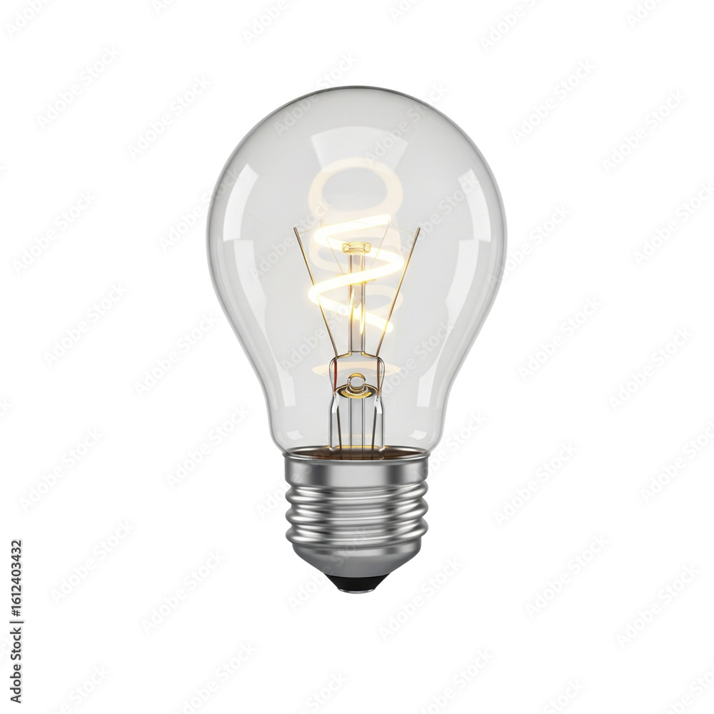 3D minimalist lightbulb icon with a glowing yellow filament, symbolizing an idea. 8K render perfect for UI, isolated on a white background 3D minimalist lightbulb icon with a glowing yellow filament, symbolizing an idea. 8K render perfect for UI, isolated on a white background