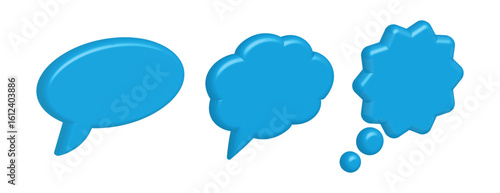 3D Blue Speech Bubbles Collection