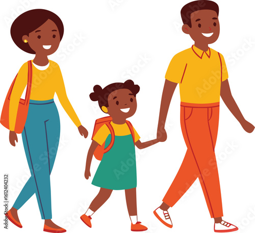 outdoor family walking vector illustration for lifestyle themes