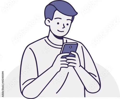 man texting on smartphone vector art on white background