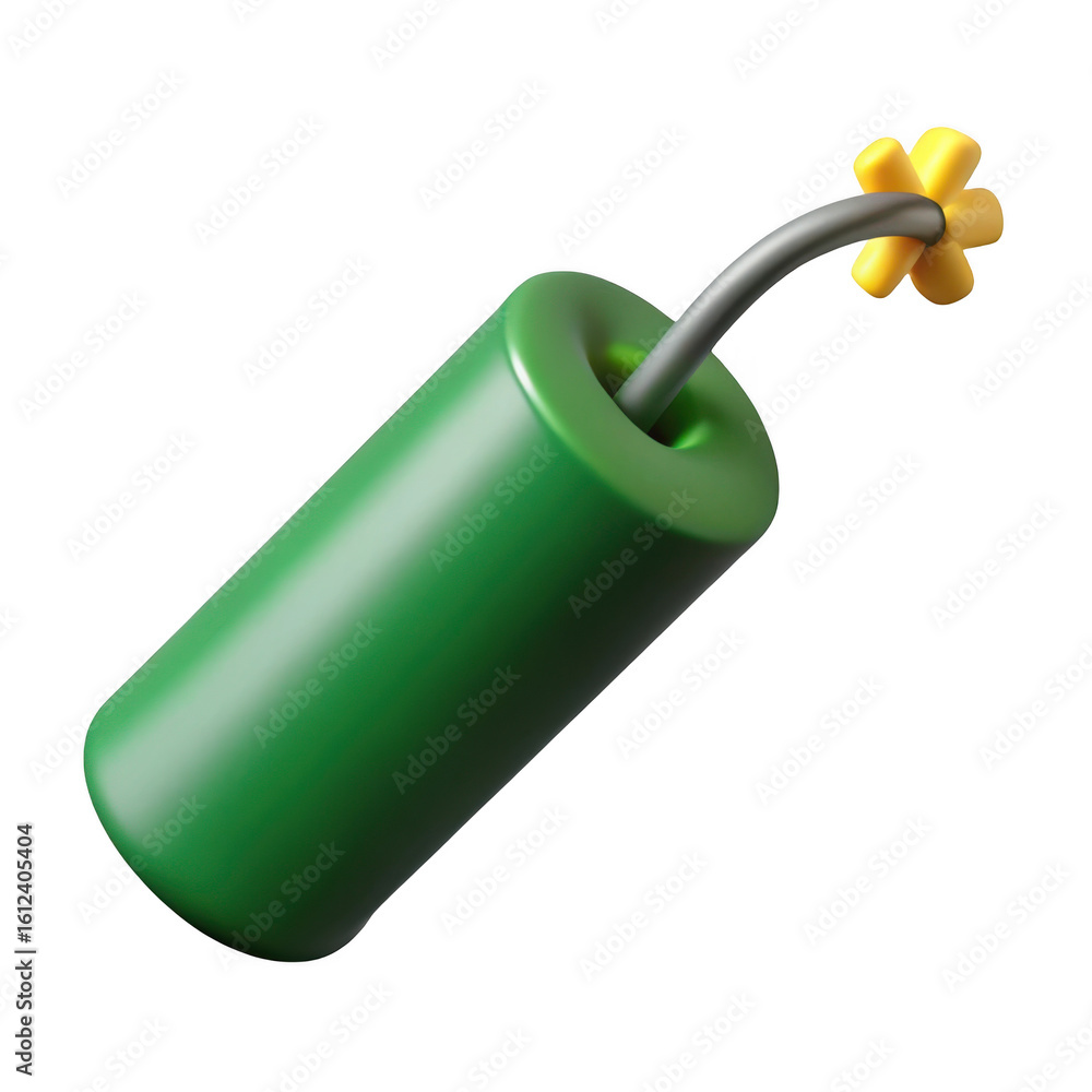 3d cartoon dynamite stick with yellow flower isolated on transparent background 3d cartoon dynamite stick with yellow flower isolated on transparent background