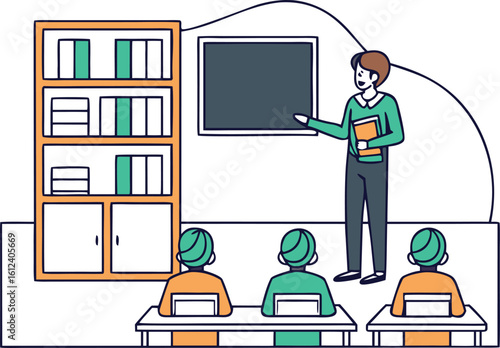 classroom teacher vector graphic design for education themes