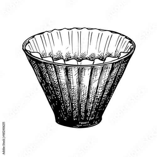 Vintage sketch of a coffee filter in intricate detail  