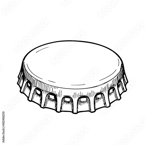 Vintage sketch of a bottle cap with detailed texture  