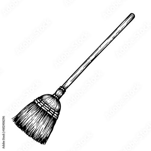 Vintage sketch of a traditional broom  