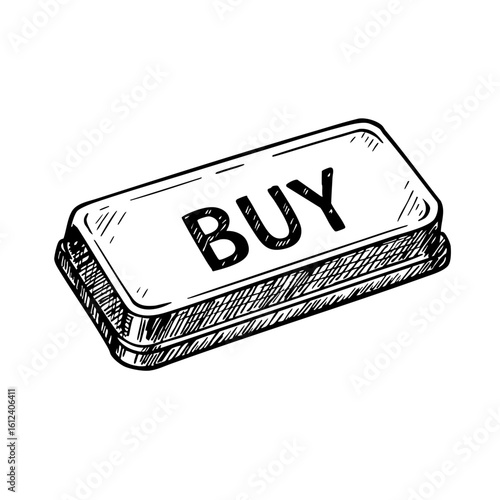 Vintage sketch of a buy button in a simple, hand-drawn style  
