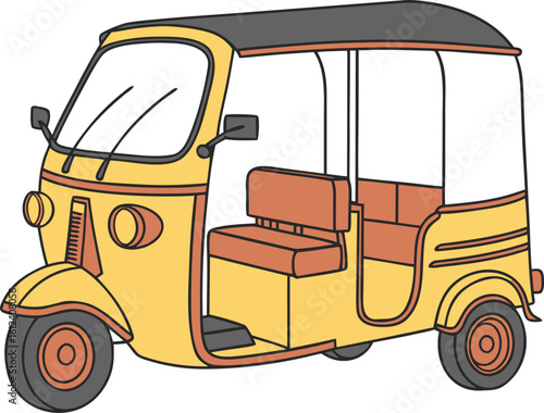 motorized three wheel rickshaw vector graphic design

