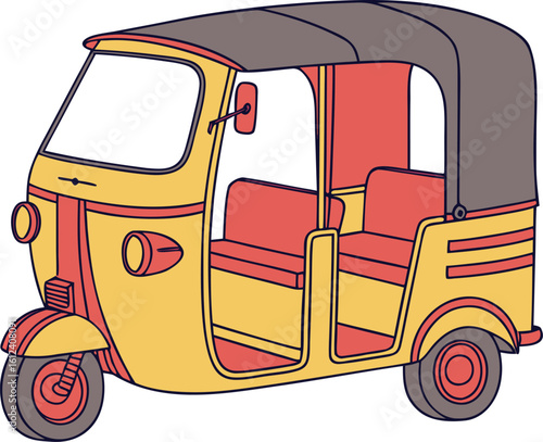 three wheeler auto rickshaw minimal vector illustration
