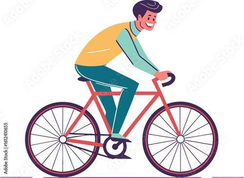 man riding bicycle vector illustration transparent background