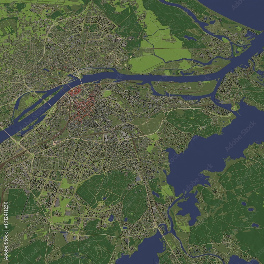 Fototapeta premium 3D illustration of city and urban in Riga Latvia