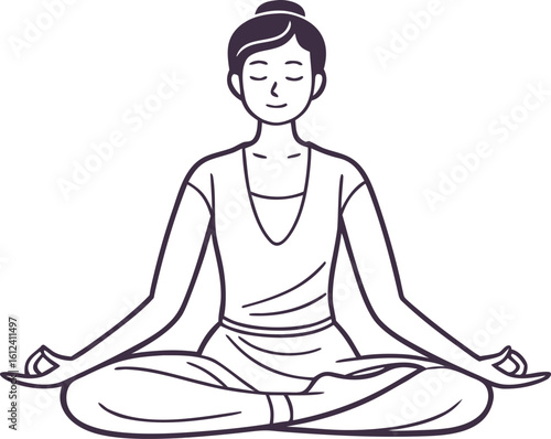 yoga woman outline illustration for wellness