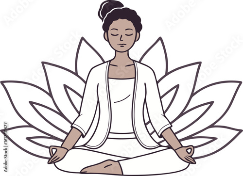 woman meditating vector illustration transparent background