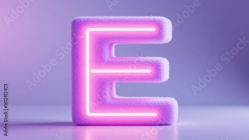 Wallpaper Mural Fluffy neon pink letter E glowing against a soft background Torontodigital.ca