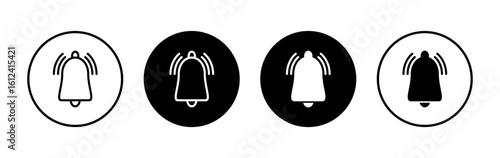 Bell icon symbol for apps and websites. Notification sign and symbol for web site design