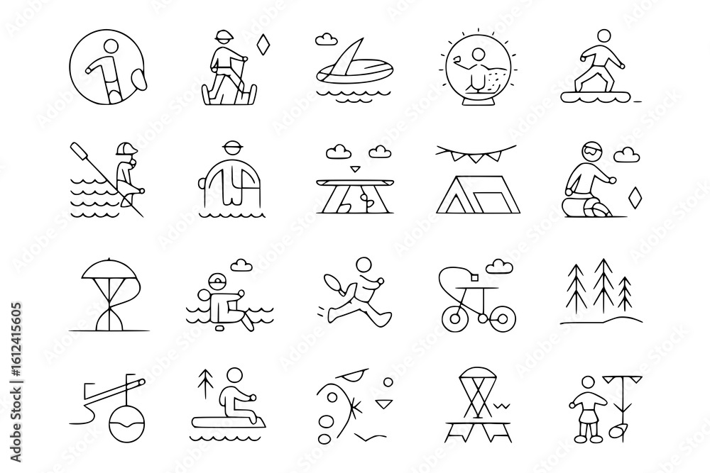Obraz premium hand drawn collection of people with different objects
